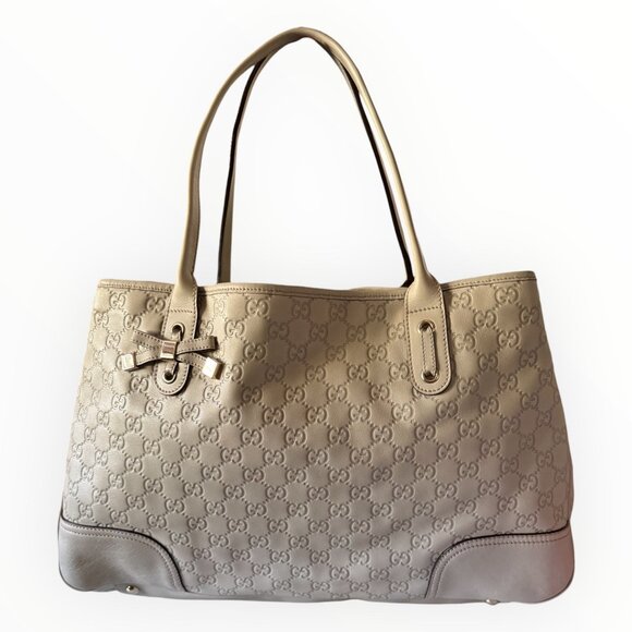 Gucci Handbags - Gucci Guccissima Leather Princy Tote | White | Bow Detail